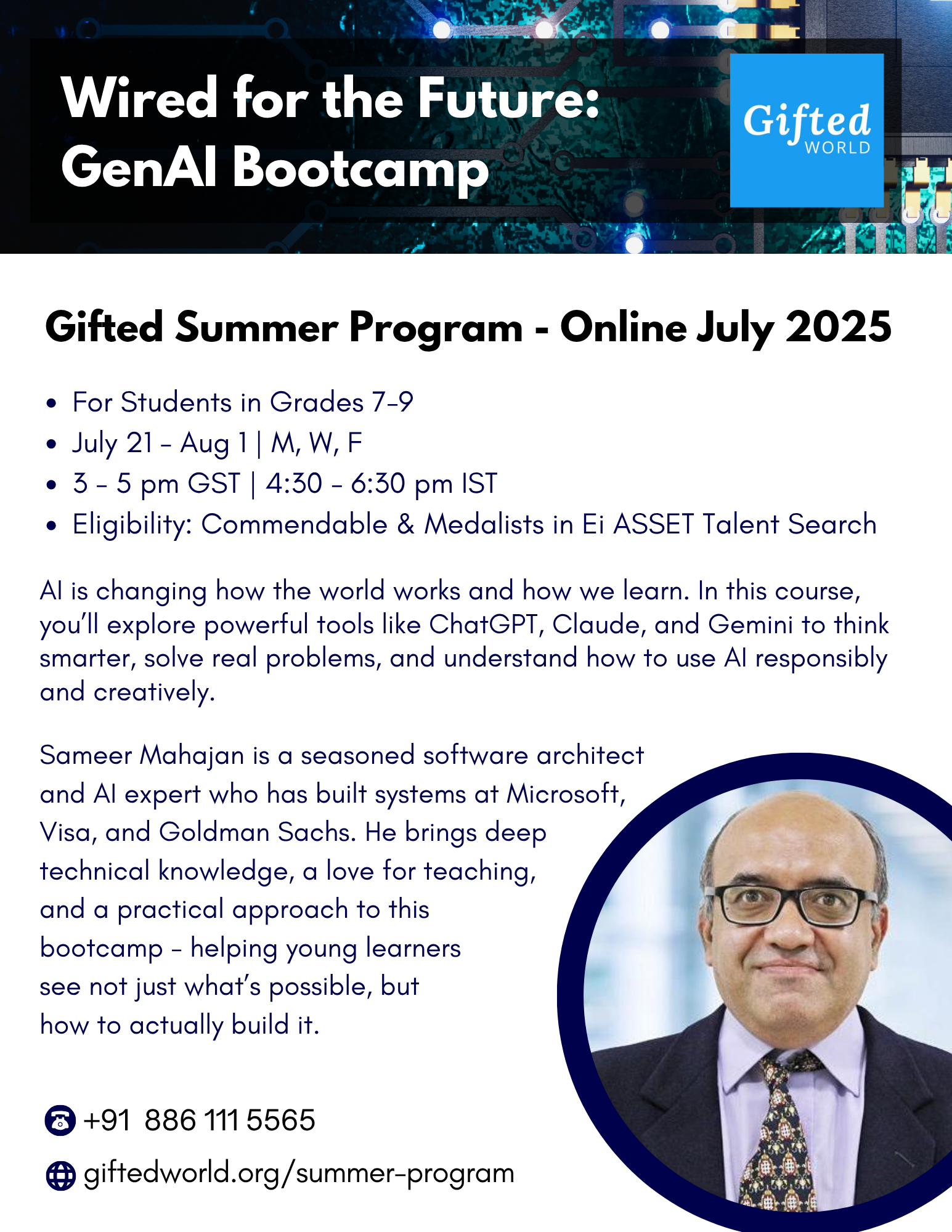 Wired for the Future: GenAI Bootcamp – Gifted Summer Program, July 2025