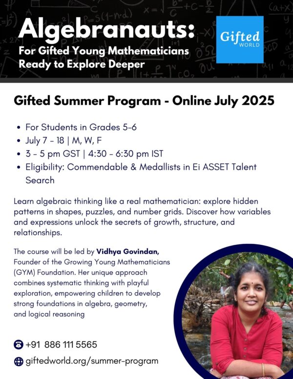 Algebranauts: Exploring the Universe of Patterns - Gifted Summer Program, July 2025