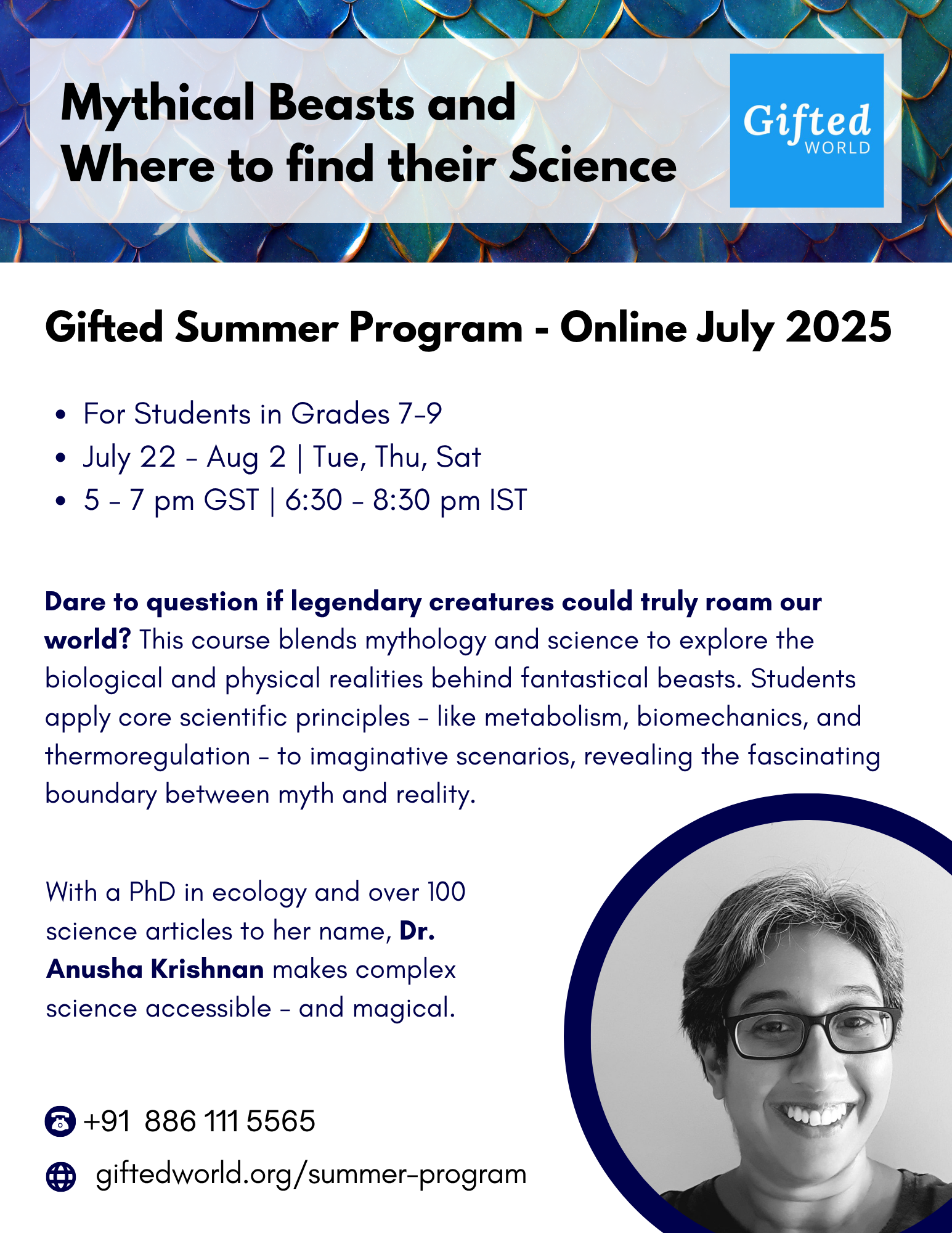 Mythical Beasts and Where to Find their Science – Gifted Summer Program, July 2025