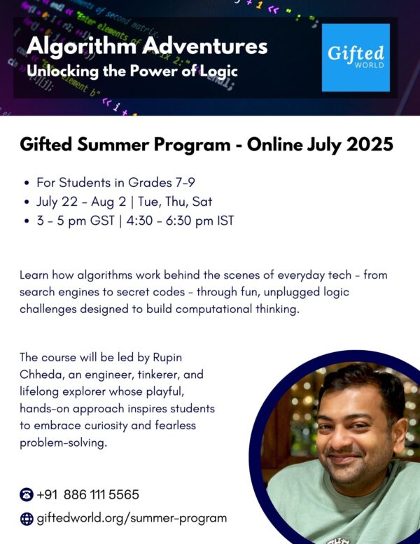 Algorithm Adventures: Unlocking the Power of Logic - Gifted Summer Program, July 2025
